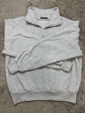 brandy melville quarter zip grey sweater - one size
